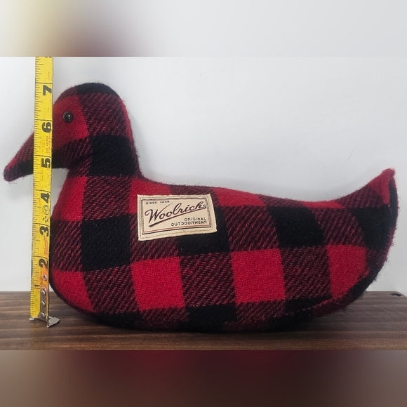 Vintage Woolrich 12" Red/black Plaid Striped Duck Pillow Doorstop EUC - Picture 11 of 11